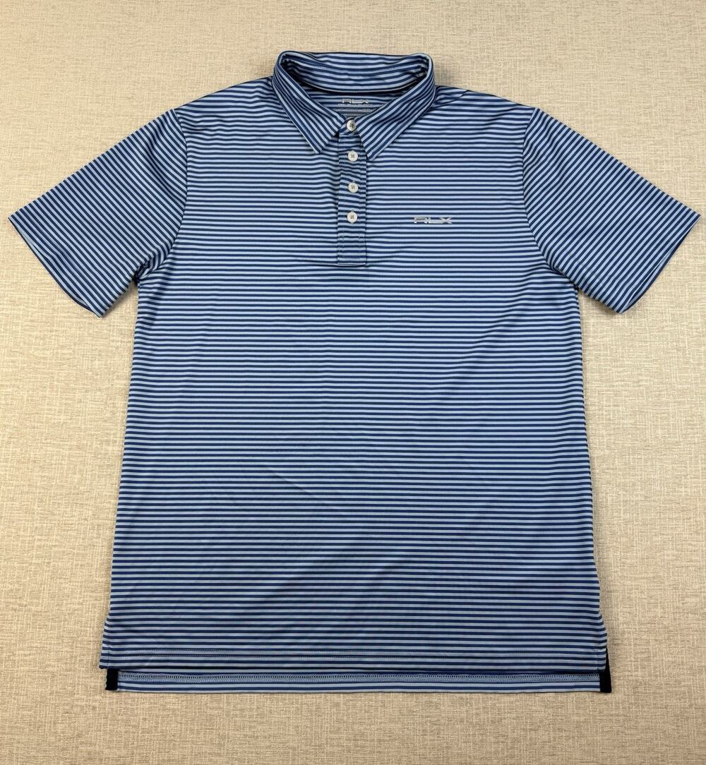 Ralph Lauren RLX Golf Polo Youth XL 18-20 Blue Striped Performance Shirt